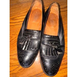 Johnston & Murphy Mens Black Leather Tassel  Wingtip Loafers Made in Italy 9M